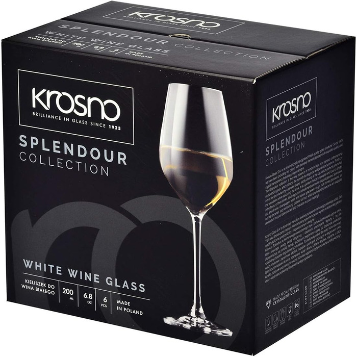 Набір келихів для шампанського Krosno Champagnergläser Set – 6 штук | 210 мл | Колекція Splendour | Кристалічне скло, без свинцю | Елегантний дизайн з високим ніжкою | Для шампанського, просекко та святкових заходів