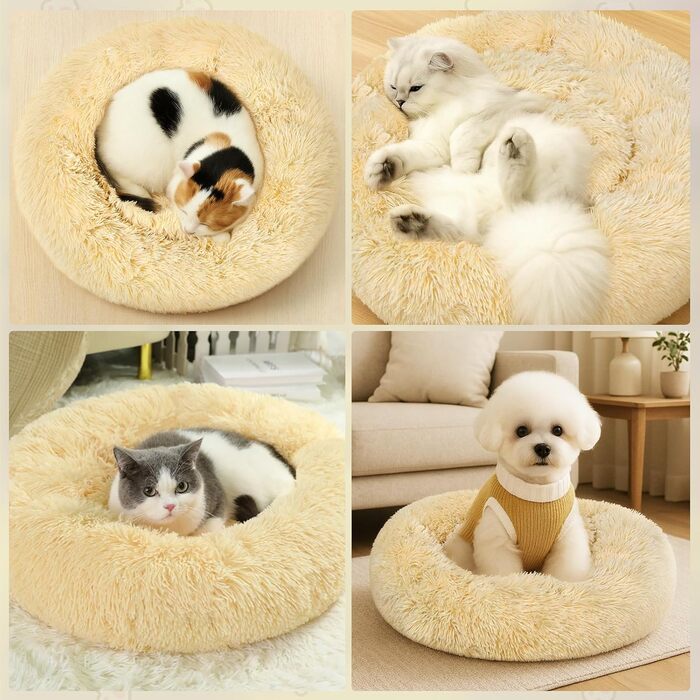 Кругле ліжко для собак та котів - м'яке, миється, не слизьке, 50 см, ідеально для маленьких тварин, рожеве (50x50x20 см)