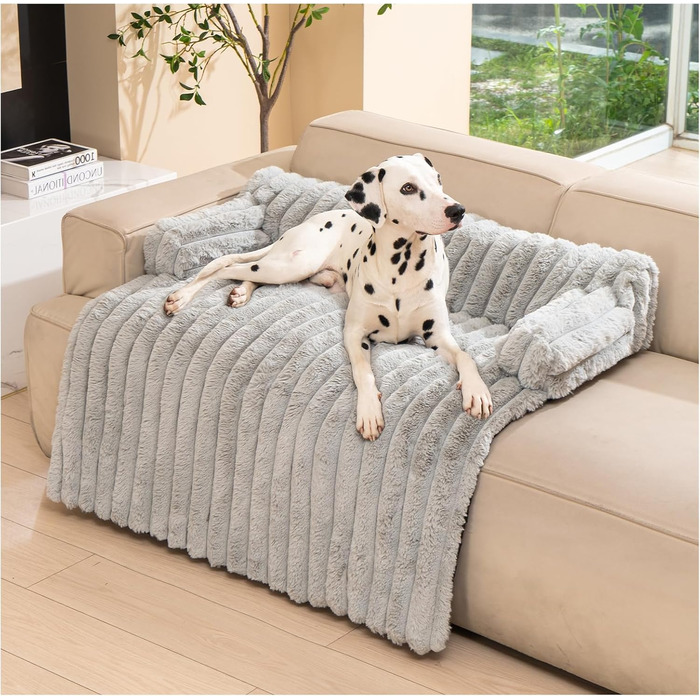 М'яке ліжко для собак Avont Flauschige, килимок-подушка для собак та котів знімний та пральний чохол, антиковзаюче дно, велике/світло-сірий, 105 x 18 x 95 см