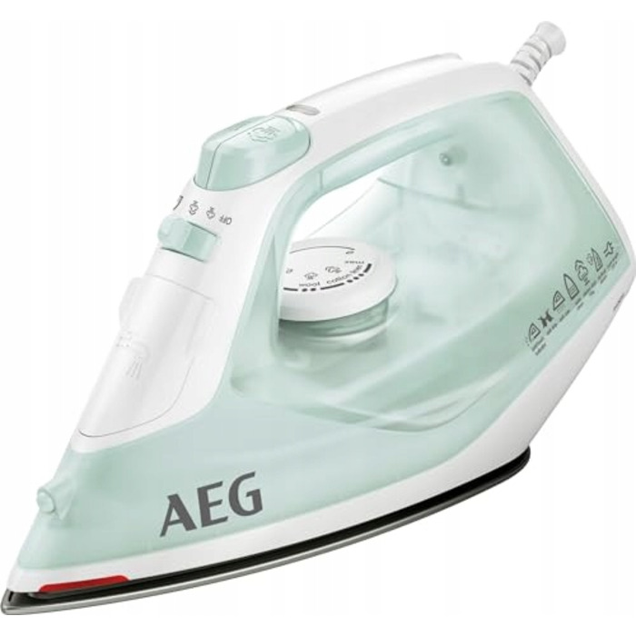 Праска AEG 2400 Вт, керамічна підошва, паровий удар 110 г, резервуар 250 мл, зелена