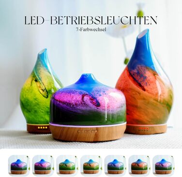 Ароматичний дифузор Porseme Aroma 500 мл, скляний зволожувач повітря, ультразвуковий аромадифузор з LED-підсвіткою 7 кольорів, для ефірних олій, працює до 21 години, тихий, для дому (Rosegold)