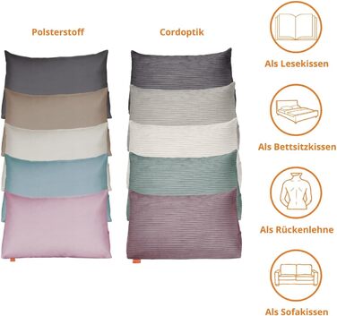 Підголовник для спини Sleepling з тканини Cord, трикутна подушка для ліжка та дивана, підтримка попереку, подушка для читання, пляжний килимок, знімний та пральний чохол, бічне кишеню, 70 x 40 x 20 см, темно-сірий