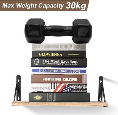 Настінна полиця з дерева, 2 шт. у комплекті, рустикальний стиль, з тримачем для рушників, світло-коричневий колір, для спальні, вітальні, ванної кімнати, кухні, офісу