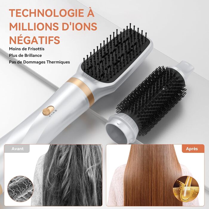 Air Styler: 5-в-1 Мультистайлер для волосся - фен-щітка, 800W, для об'єму, локонів, випрямлення та сушіння (Золотий)