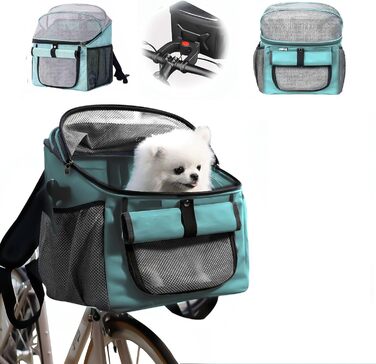 Фahrradkorb für Hunde, Fahrradtasche für Haustiere: Кошик для собак на велосипед, сумка-переноска для тварин. Складаний велосипедний кошик для собак спереду 2 в 1. Кошик для собак-рюкзак зі знімним адаптером для керма для маленьких тварин (максимальне нав