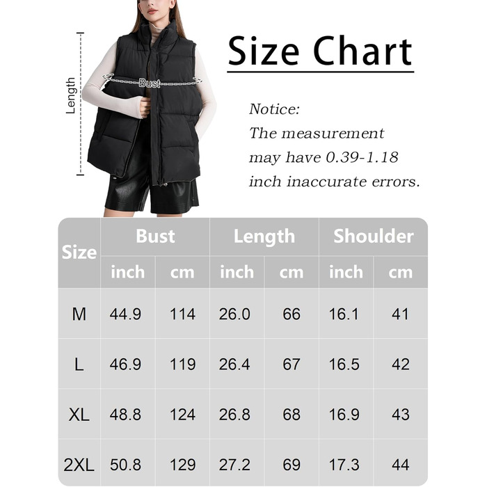 Жіноча жилетка FEOYA великого розміру з пуховим наповнювачем, без рукавів, тепла, чорна, XL