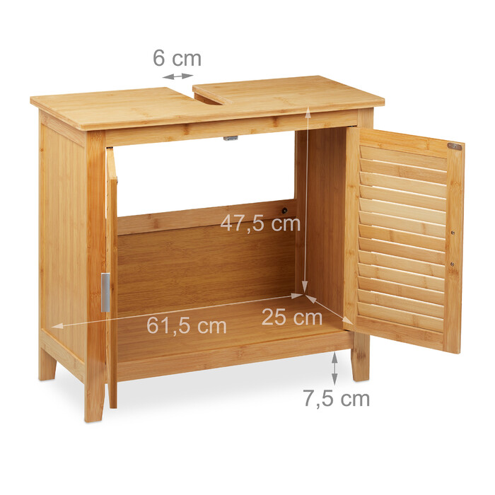 Relaxdays Bamboo Bathroom Vanity Cabinet