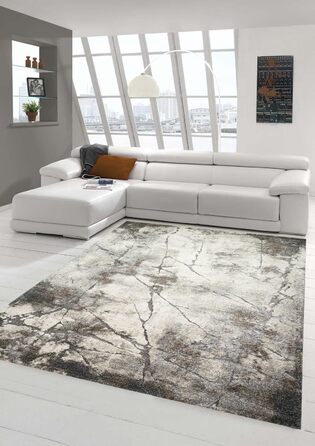 Carpet Dream DESIGNER CARPET Living Room Abstract Natural Tones Anthracite Gray Cream Beige Size 120x170 cm