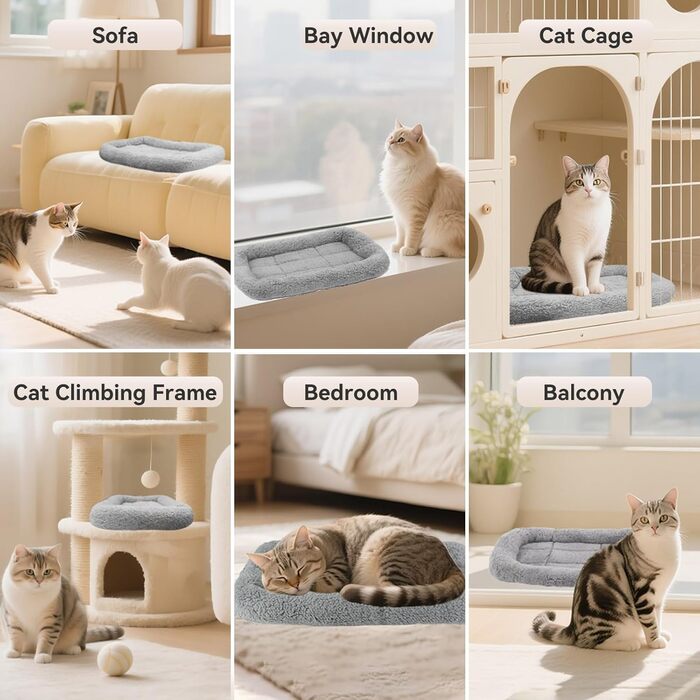 М'яке ліжко для котів та собак Namsan, плюшеве, теплий килимок, 45x60 см, сірий