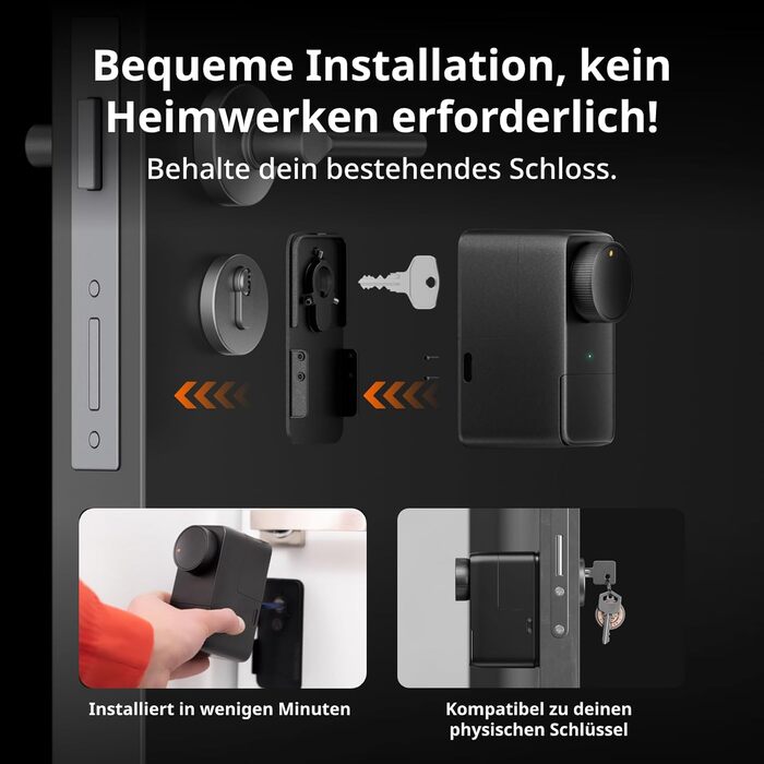 Розумний замок SwitchBot WALN Smart Lock Pro для вхідних дверей, електронний дверний замок з керуванням через додаток, підтримка Matter, Alexa, Google, швидке встановлення