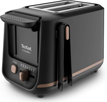 Tefal 2-Slice Toaster with Magnetic Clamps, Large Controls, 7 Browning Levels, Removable Crumb Tray, Lift Function TT533811, Black