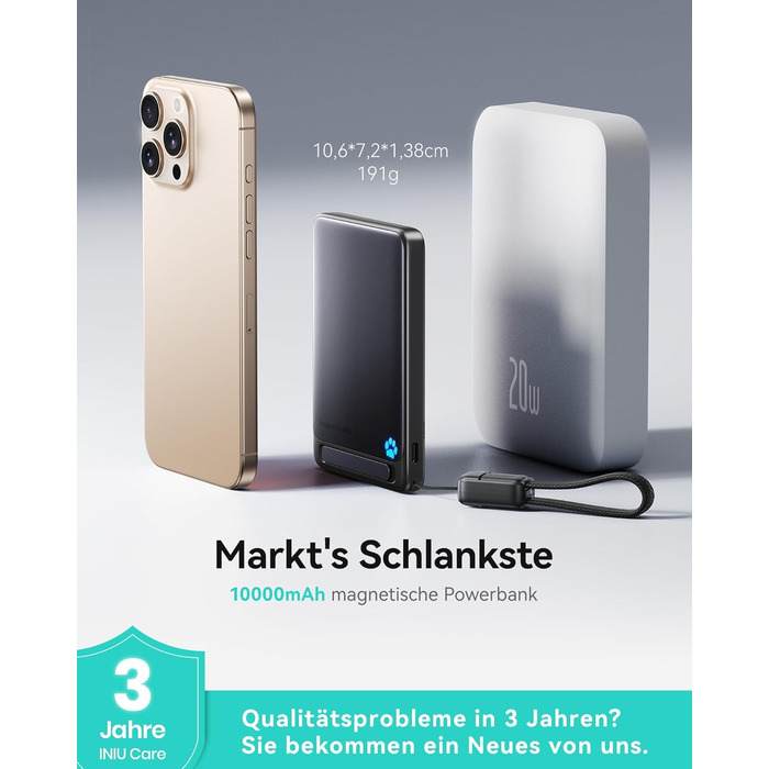 Power Bank MagSafe 45W з підтримкою Qi2, 10000mAh, з кабелем USB-C та підставкою, сумісний з iPhone 17/16/15/14/13