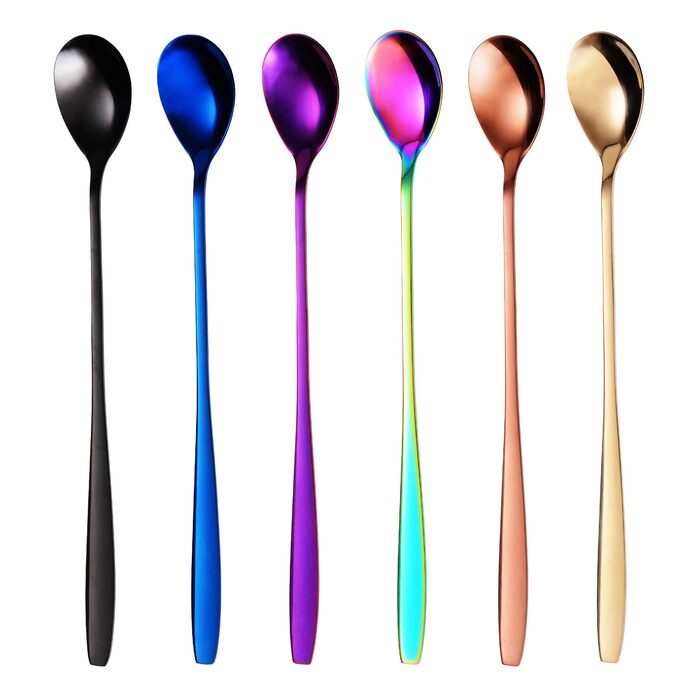 Ложка для Еспресо та Латте Макіато Gräwe з нержавіючої сталі, довга, для кави, десертів та айс-ті, придатна для миття в посудомийній машині, кольори (різнокольорові)