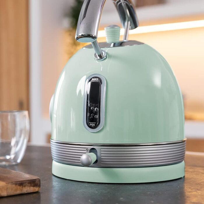 Електричний чайник Cecotec ThermoSense 420 Light Green, 1.8 л, 2200 Вт, з індикатором температури, зелений, з нержавіючої сталі, вінтажний стиль