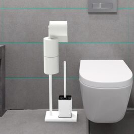 Тримач туалетного паперу з щіткою для унітазу YUET, гальванічне покриття, нержавіюча сталь, стоячий, білий