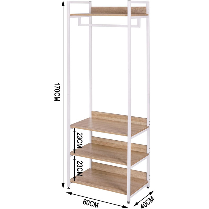 WOLTU Clothes Rack with Shelf, Open Wardrobe with Shoe Shelf, Coat Rack for Bedroom, Wood and Steel