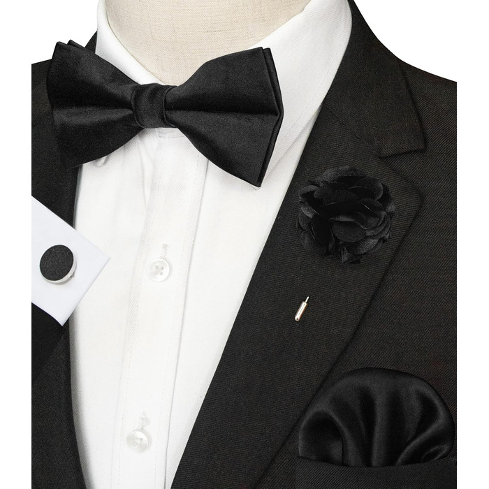 Метелик для чоловіків JEMYGINS з краваткою-бабочкою та нагрудною хустиною (чорний, 6 штук)