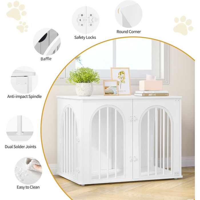 Сучасна переносна собача будка-стіл Hzuaneri DFC85101B, 80x56x61 см, 3 двері, для дому