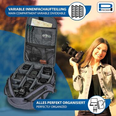 Рюкзак для DSLR-камери Pedea Fashion з водонепроникним чохлом та змінною внутрішньою організацією (сірий, для однієї камери)