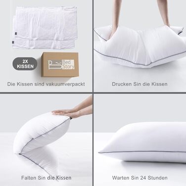 BedStory Pillow 40x80, Pillow 2-Pack with High-Quality Microfiber Pillow Filling 950g x 2, Washable and Soft Filling Pillow Bed Pillow Sleeping Pillow Sofa Pillow Side Sleeper Pillow 40x80cm