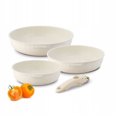 Набір сковорідок Starke Pro бежевий, антипригарне покриття, 4 предмети (20/24/26 см)