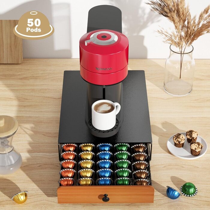 Тримач для капсул кави Nespresso Vertuo та Dolce Gusto на 50 капсул, металевий, чорний