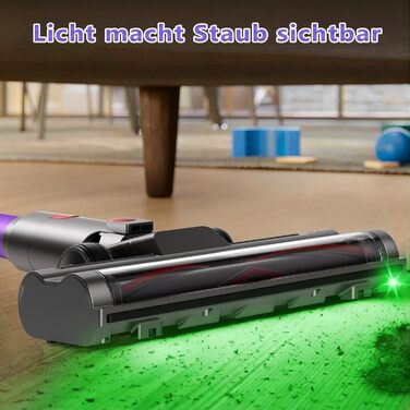 Бездротовий пилосос Hearten 4-в-1 з акумулятором, LED-дисплеєм та щіткою проти намотування, керуванням в один дотик, LED-підсвічуванням для шерсті тварин/килимів/твердих підлог, фіолетовий