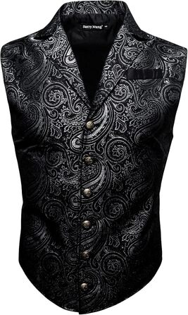 Жилет чоловічий Вікторіанський Стимпанк Готичний з Пайслі. Чорний/Сріблястий. Для вечірок, Halloween, формальних заходів