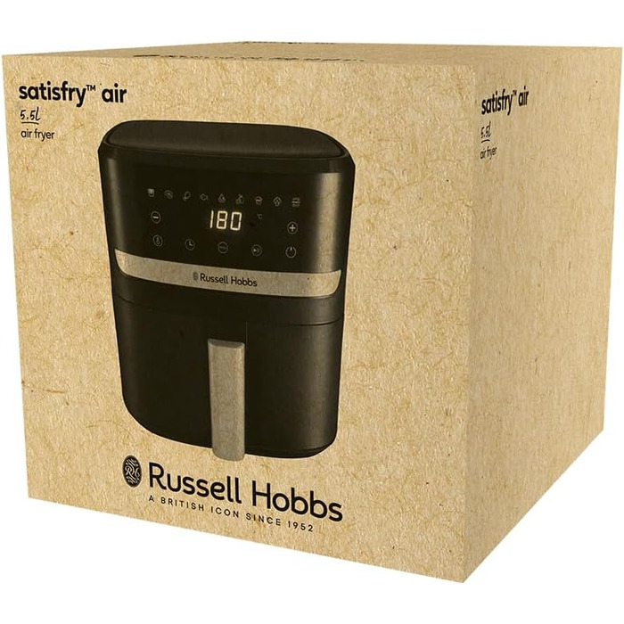Фритюрниця Russell Hobbs Rapid AirFryer XL 5.5 л SatisFry – без олії, 9 програм, TouchScreen, чорний/сріблястий