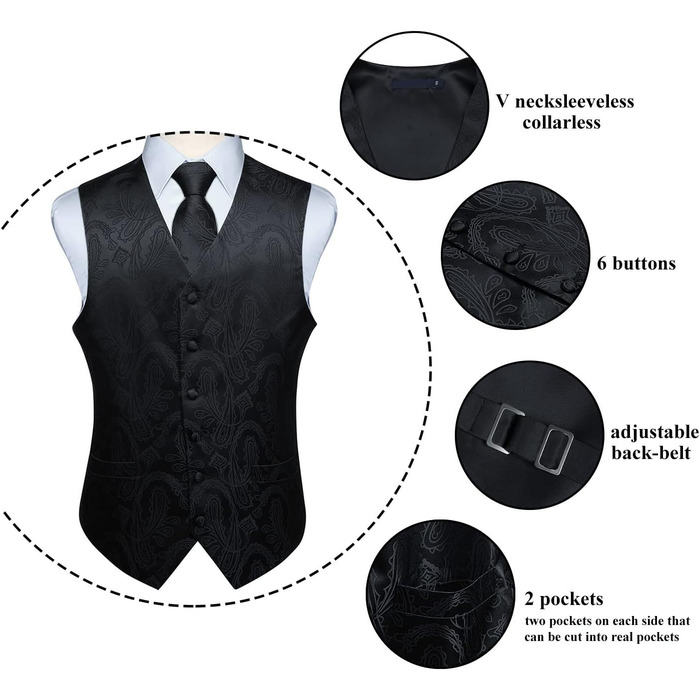 Костюм-тріо Enlision: жилет, краватка та нагрудна хустка з квітковим візерунком палецький жаккард, золотий, розмір L