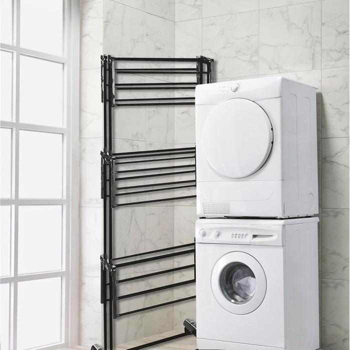 Воніа - сушилка для білизни на колесах, металева, 3 яруси, 6 розкладних крил, 72 x 50 x 172 см, для дому та саду