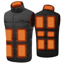 Електрична гріюча жилетка Avarmora для чоловіків та жінок, 13 зон нагріву, 3 температурні режими, флісова жилетка для активного відпочинку, катання на лижах, мотоциклі, риболовлі, чорний колір