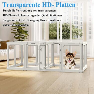 Клітка для цуценят SISKEYCOOC 60 см з акрилового пластику, прозора, з дверцятами, для собак маленьких та середніх порід, легка у догляді, для дому, біла, 9+1 шт.