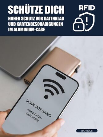 Чоловічий міні-портмонело Travison® SMART з відділенням для монет та купюр, RFID-захистом, картхолдер (темно-бежевий)