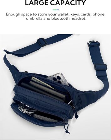 Водонепроникна поясна сумка Waterfly: стильна фанна-сумка для спорту, подорожей та прогулянок (темно-синій)