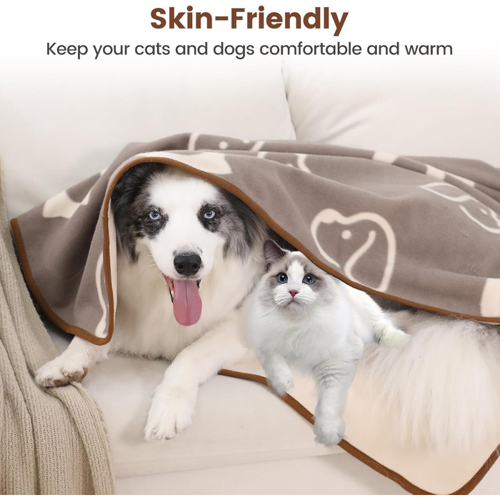 Водонепроникний килимок для собак, 152x127 см, фланель та шерпа, для середніх та великих собак, машинне прання - чорний (100x75 см, коричневий)