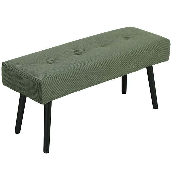 HOMCOM Upholstered Bench with Corduroy Cover, Tufted Bed Bench with Metal Legs, Shoe Bench Entryway Furniture for Bedroom, Living Room, Hallway 100 x 36 x 45 cm Green | Aosom