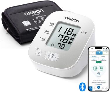Тонометр OMRON X2 Smart+ з Bluetooth, клінічно перевірений, універсальна манжета 22-42 см, безкоштовний додаток, сертифікат Deutscher Hochdruckliga