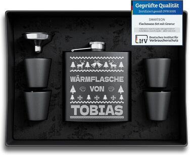 Набір фляг з гравіюванням - персоналізований з іменем - ідеальний подарунок на весілля та для чоловіків - нержавіюча сталь (дизайн 9)