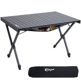 Складний кемпінговий стіл PORTAL алюмінієвий, регульована висота, 108x71 см, чорний - для пікніка, саду, подорожей