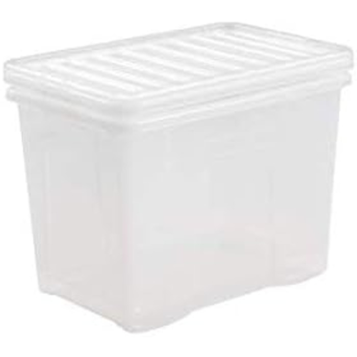 Прозорі пластикові коробки для зберігання Wham Crystal з кришкою, 80 л, набір 5 шт., прямокутні, 60x40x42 см, виготовлені у Великобританії
