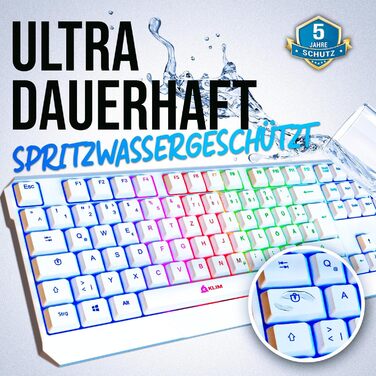 KLIM Chroma - ігрова клавіатура QWERTZ DE з підсвічуванням RGB, USB, водовідштовхувальна, ергономічна, для PC, Mac, PS5, PS4