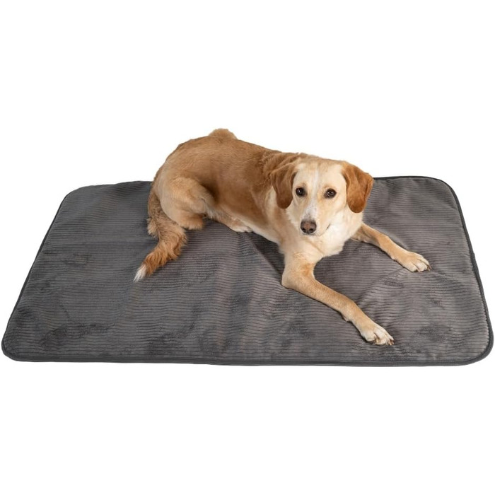 Килимок для собак сірий Basic L з м'якої тканини для домашніх тварин - 40°C, гіпоалергенний (100% поліестер) - подушка/ліжко для великих собак, 90 x 70 см (120x70 см)