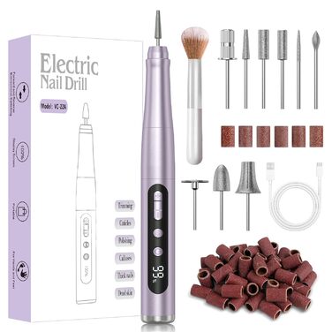 Бездротовий фрезер для нігтів 35.000 об/хв - професійний нейл-дриль для гелю та акрилу, електрична нігтьова пилка з регулюванням швидкості (фіолетовий)