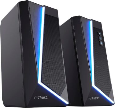 Trust Gaming GXT 606B JAVV 2.0: Комп'ютерні колонки з RGB підсвічуванням, 12W, USB, для ПК та ноутбука (Чорний)