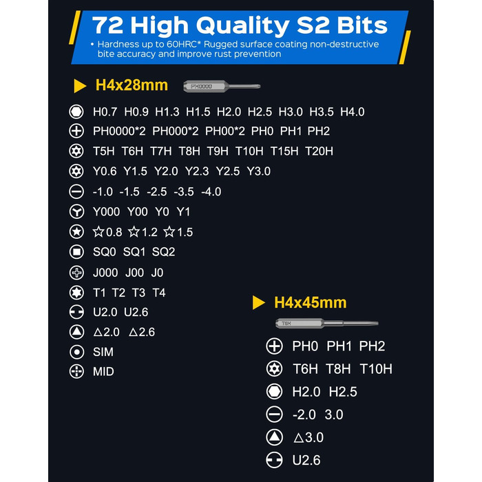 Набір мініатюрних електричних викруток 78 в 1 - прецизійний набір з магнітними Torx викрутками, LED дисплеєм та 5 рівнями крутного моменту для ноутбуків, окулярів, годинників, ПК