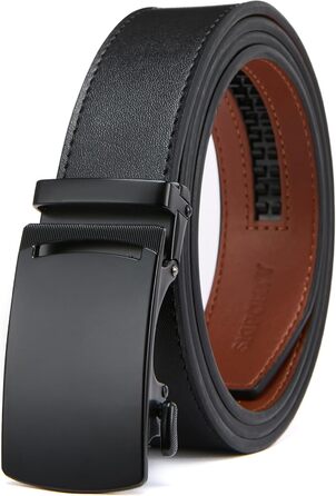 Чоловічий шкіряний ремінь на пряжці, 3,5 см, регульований, для джинсів, комфортна посадка (28-34W, чорний)