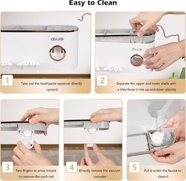 Wall Mounted Toothbrush Holder, 2 Cup Toothbrush Holder Wall Mount with Toothpaste Dispenser Toothbrush Holder for Bathroom - Toothbrush Holder & Bathroom Accessories