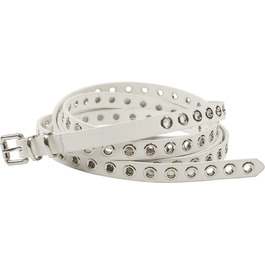 Жіночий пояс-скрутка з декоративними пірсингом та срібною застібкою, ширина 1,5 см (білий)