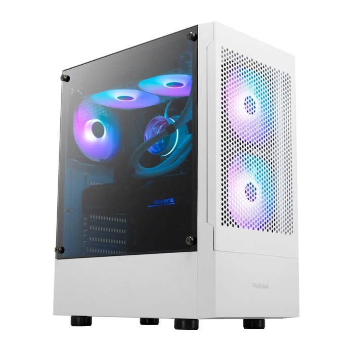 Корпус для ПК Gamdias TALOS E3 Mesh White - Mid-Tower з 3 RGB вентиляторами, сітчаста передня панель, скло, PSU-кришка